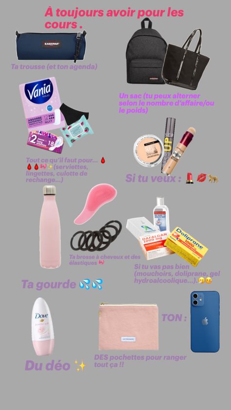 Liste des indispensables à avoir ton son sac de cours GIRL 🎀✨ Girl School Essentials, School Emergency Kit, School Essentials, Blog Photo, Glow Up?, My Vibe, Kylie Jenner, Lifestyle, Pink