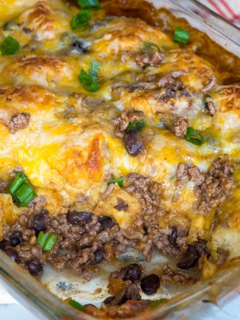 Bubble Up Enchilada Bake | 12 Tomatoes Bubble Up Enchilada Bake 12 Tomatoes, Hamburger Bubble Up Casserole, Bubble Up Enchiladas, Enchilada Bake, Cheese Dog, Biscuit Dough, Best Casseroles, Bubble Up, 12 Tomatoes