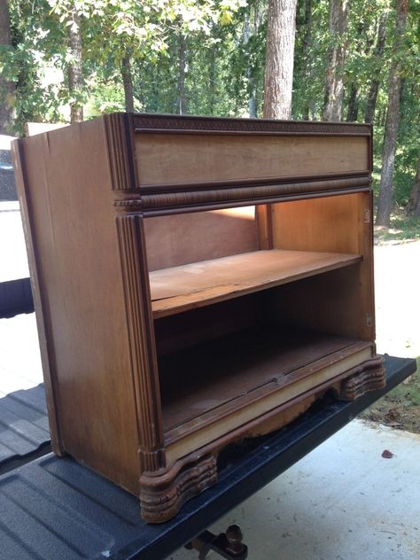 Coffee Bar From Dresser, Dresser To Coffee Bar Diy, Dresser To Coffee Bar, Dresser Into Coffee Bar, Coffee Bar Antique, Dresser Coffee Bar, How To Make A Bar, Short Dresser, Repurposed Dresser