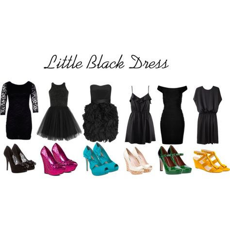 Little Black Dress+ Brightly colored shoes= perfection Bright Colored Heels With Black Dress, Black Dress With Bright Heels, Black Cocktail Dress Fun Shoes, Black Dress Bright Heels, Black Dress With Pop Of Color Heels, Black Dress With Colorful Heels, Bright Colored Heels, Bright Shoes, New Years Dress