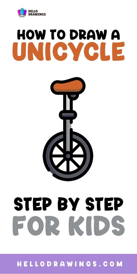 How to Draw a Unicycle | Step by Step Guide for Kids Unicycle Drawing, Vehicle Drawing, Unicycle, Learn How To Draw, Recreational Vehicle, Drawing Tutorials, Step By Step Guide, Step By Step Drawing, Learn To Draw