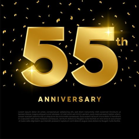 55th Anniversary, 55th Birthday, Cover Template, Anniversary Celebration, Organic Shapes, Abstract Backgrounds, Gold Glitter, Black Background, Black Backgrounds