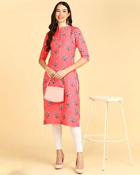 Women's printed Crepe Button kurti Size: S M L XL 2XL Neck Style: Chinese Neck Color: Pink Fabric: Crepe Pack Of: Single Type: Stitched Style: Floral Print Design Type: A-Line Sleeve Length: 3/4 Sleeve Occasion: Casual Kurta Length: Calf Length Within 6-8 business days However, to find out an actual date of delivery, please enter your pin code. •Care Instructions: Dry Clean Only •Fabric: crepe, hard finish soft and comfortable fabric inside •Neck: Mandarin/Ch... Pin Code, Floral Print Design, Dry Clean Only, Pink Fabric, Care Instructions, How To Find Out, Print Design, A Line, Floral Print