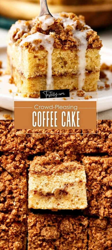 Easy Coffee Cake with Cream Cheese via @tastillyb Coffee Cake Box Cake, Coffee Coffee Cake, Cottage Cheese Coffee Cake, Easy Coffee Cake Recipes, Simple Coffee Cake, Coffee Cake With Cream Cheese, Easy Coffee Cake, Easy Honey Garlic Chicken, Cinnamon Streusel Topping