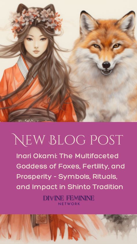 "Discover the fascinating world of Inari Okami, the multifaceted goddess of foxes, fertility, and prosperity in Japan's indigenous religion of Shinto. Explore her symbols, rituals, and teachings in this insightful blog post. #InariOkami #Shinto #Japan #goddess #culture #spirituality" Japanese Goddess Names, Amaterasu Goddess Aesthetic, Inari Goddess, Japanese Deities, Inari Okami, Amaterasu Goddess Japanese Mythology, Japanese Sun Goddess Amaterasu, Japanese Goddess, Fushimi Inari Taisha