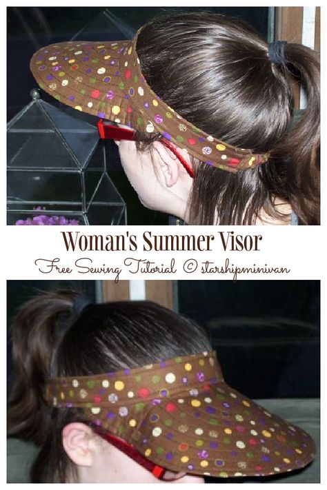 Diy Visor Hat Free Pattern, Diy Sun Visor Hats, Sunhat Pattern, Fabric Art Diy, Summer Visor, Fabric Sewing Patterns, Hat Patterns To Sew, Free Sewing Pattern, Sewing Tutorials Free