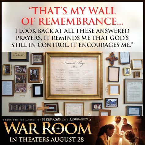 "That's my wall of remembrance... Wall Of Remembrance Ideas, Room Movie, Christian Movie, Prayer Closet, Prayer Journals, Prayer Wall, Gospel Message, Answered Prayers, Prayer Board