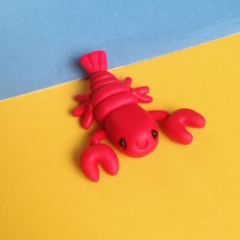 Polymer Clay Lobster, Plasticine Animals, Clay Sea Animals, Clay Lobster, Lobster Crafts, Biome Project, Animals Clay, Polymer Clay Fish, Clay Cute