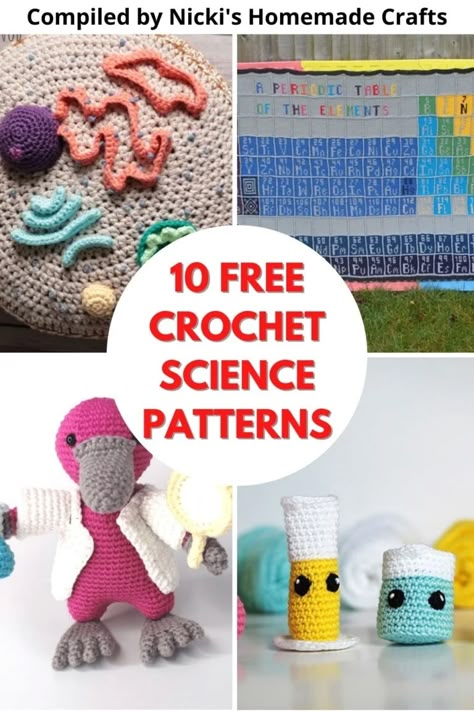 This is a compilation of 10 free crochet science patterns. Make these fun patterns as educational toys or just to enjoy yourself. Crochet Science, Science Crochet, Crochet Teacher Gifts, Doll Free Crochet Pattern, Crochet Project Free, Crochet Classes, Crochet Christmas Gifts, Cozy Crochet Patterns, Science Geek