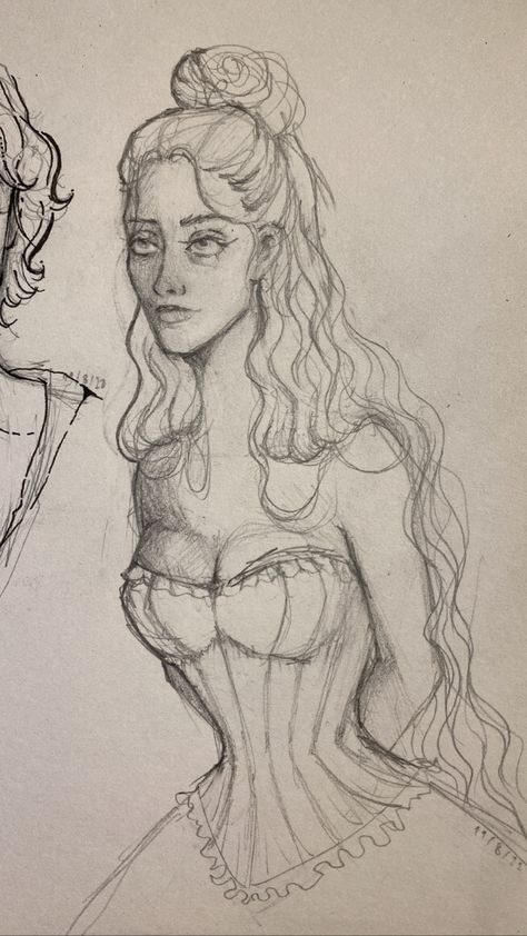 Begginer Drawing Reference, Cool Sketches Aesthetic, Vampire Sketch Pencil, Drawing Ideas Princesses, Sketches Aesthetic Grunge, Women Sketch Drawing, Princess Drawings Sketches, Victoria Sketch, Drawing Ideas Vampire