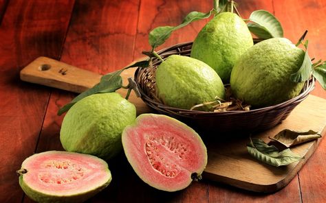 Guava Aesthetic, Red Guava, Guava Fruit, Guavas, Pink Guava, Tree Seeds, Eat Fruit, Bulb Flowers, City Aesthetic