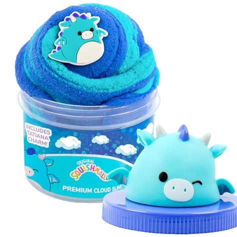 PRICES MAY VARY. READY-MADE SLIME: The smooth two-color blue raspberry-scented slime comes pre-made, allowing for instant sensory fun without the hassle (or mess!) of measuring ingredients or cleaning up. TATIANA THE DRAGON CHARM: This set comes with an exclusive rubber charm of a mini Squishmallows Tatiana the Dragon, making the experience even more delightful for any Squishmallows fan — Squad up! REUSABLE: This 8 oz. slime comes in a resealable and reusable container with Tatiana the Dragon sm Mini Squishmallows, Fun Slime, Cloud Slime, Blue Slime, Measuring Ingredients, Slime For Kids, Slime Shops, Soup Diet, Xmas List