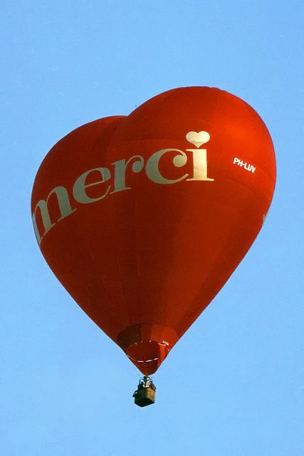 "Merci" heart-shaped hot air balloon over Baars, Overyssel, The Netherlands - photo by Bert Visser (Heron81), via Flickr Heart Shaped Hot Air Balloon, Dream Like, Air Ballons, Radiant Red, Love Balloon, Hot Air Balloon Rides, Heart Symbol, Window Painting, Air Balloons