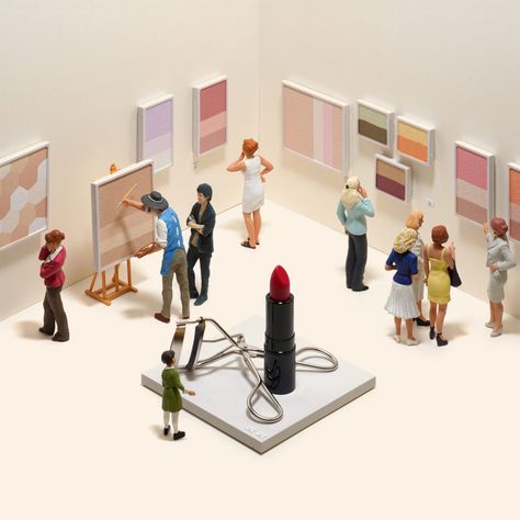 Miniature Art Gallery, Tatsuya Tanaka, Galleries Architecture, Miniature Calendar, Miniature People, Museum Exhibition Design, Miniature Photography, Tv Display, Muse Art