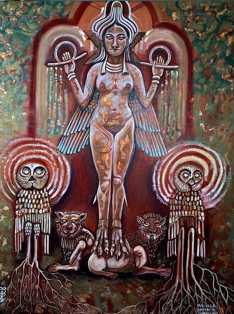 Innana Goddess Art, Ishtar Goddess, Female Deity, Goddess Magick, Ancient Tattoo, Alchemy Art, Ancient Goddesses, Consciousness Art, Egyptian Symbols