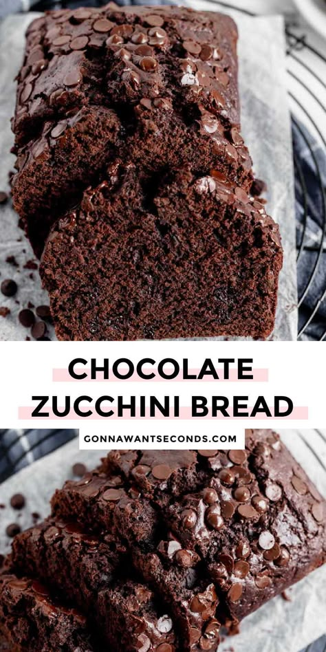 *NEW* My quick and easy Chocolate Zucchini Bread is super chocolatey, moist, and tender. Even your pickiest eaters will love this bread. #zucchinibread #chocolatebread Paleo Zucchini Bread, Double Chocolate Zucchini Bread, Chocolate Zucchini Bread, Dessert Breakfast, Shugary Sweets, Cloud Bread, Dessert Aux Fruits, Chocolate Zucchini, Afternoon Snack