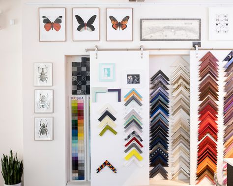 So many #colors at #afsrivernoth. #prismaframes #butterflyart #rivernorthdesigndistrict #chicagoframeshop Frame Shop Interior, Frame Store, Gallery Space, Picture Framing, Store Ideas, Reno Ideas, Design District, Office Interior, Shop Ideas