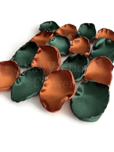 emerald-green-and-copper-mix-of-flower-petals-birthday-party-flower-girl-petals-wedding-aisle-decor-fall-wedding-decor Copper And Emerald Green Wedding, Emerald Green And Bronze Wedding, Wedding Aisle Decor, Fall Wedding Decor, Burgundy And Blush Wedding, Green And Copper, Flower Girl Petals, Reception Table Decorations, Emerald Green Weddings