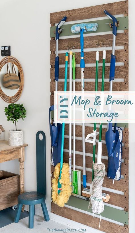 Broom And Mop Storage Ideas, Mop Storage Ideas, Broom Rack, Broom Organizer, Closet Makeovers, Best Broom, Mop Storage, Broom Storage, Organization Garage