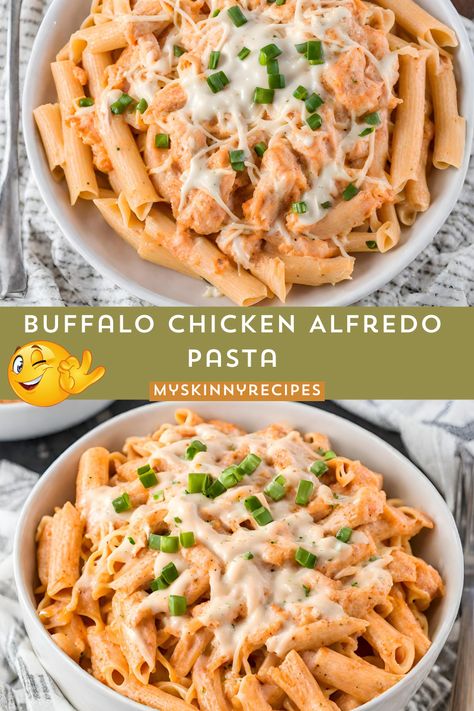 Remaining Dive into the perfect marriage of spicy buffalo chicken and creamy Alfredo sauce with our Buffalo Chicken Alfredo Pasta recipe! 🍝🔥 This flavorful dish combines tender fettuccine with seasoned chicken and a kick of heat for a satisfying meal. Find this mouthwatering recipe and more on our Pinterest board! #Buffalo Chicken Alfredo Pasta #myskinnyrecipes Buffalo Chicken Alfredo Penne, Buffalo Chicken Alfredo Pasta, Buffalo Chicken Alfredo, Chicken Fettucine, Chicken Penne Pasta, Broccoli Pasta Bake, Creamy Alfredo Sauce, Crockpot Pasta, Spicy Buffalo Chicken