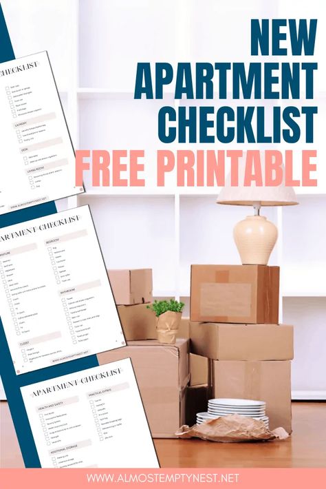 New Apartment Checklist: A complete FREE printable first apartment checklist of everything you need to move into your college apartment including apartment decorating. #almostemptynest #apartment Living Room Checklist, Apartment Essentials List, New Apartment Essentials, New Apartment Checklist, Parent Survival Kit, Apartment Laundry, College Parents, Essential List, College Mom