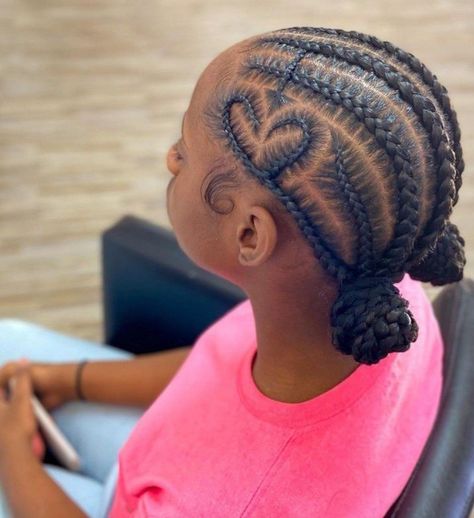 Cornrow Kids Hairstyles, Feed In Braids Hairstyles For Kids, Kids Braided Bun Hairstyles Black, Braid Designs For Kids, Easy Kids Braided Hairstyles, Kids Cornrow Hairstyles Natural Hair For School, Puff Hairstyles For Kids, Cornrow Hairstyles For Black Kids, Kids Hairstyles Cornrows