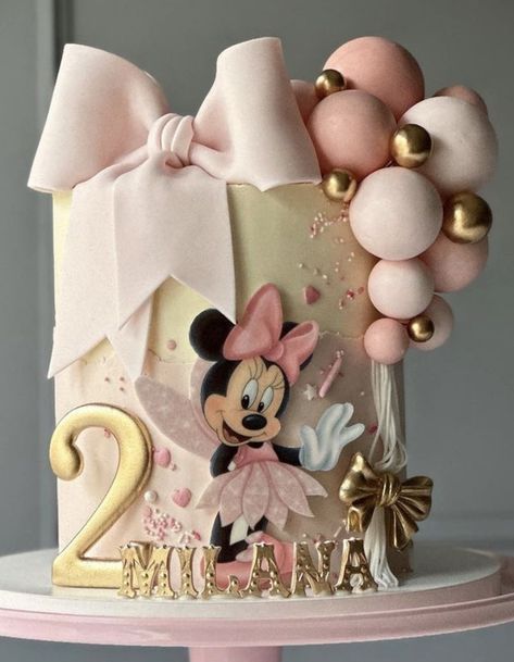 2nd Birthday Cake Minnie Mouse, Minnie Cakes, Minnie Mouse Bday Cake, Mine Mouse Birthday Cake, Minnie Cakes Birthday, Minnie Cake Ideas Birthday, Minnie 2nd Birthday Cake, Minnie Mouse Second Birthday Cake, Minnie Mouse Themed Cake