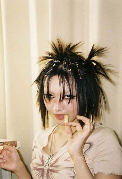 Spiked Pigtails, Goth Pigtails, Black Pigtails, The Heirs, Hair Inspo, Circus, Witch, Hairstyles, Paris