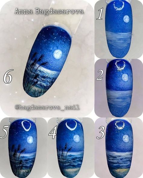 Landscape Nail Art, Sea Nail Art, Art Reels, Quick Nail Art, Sunset Nails, Sea Nails, 3d Nail Art Designs, Anniversary Cards Handmade, Gel Nail Art Designs