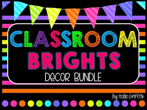 Bright And Black Classroom Theme, Black And Neon Classroom Theme, Bright Colored Classroom, Chalkboard Brights Classroom Theme, Black White And Bright Classroom, Black And Bright Classroom Decor, Black And Rainbow Classroom, Melonheadz Classroom, Chalkboard Brights Classroom