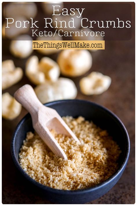 Looking for a crunchy, carb-free alternative to breadcrumbs? Try making pork rind crumbs, ideal for keto, paleo, and carnivore recipes. Use it as a breading for fried foods, substitute it for breadcrumbs in meatballs, or sprinkle it as a deliciously crunchy topping for casseroles and various other dishes. Keto Breadcrumb Replacement, Pork Rind Panko Recipes, Panko Recipes, Pork Panko, Pork Rind, Carnivore Recipes, Baking Hacks, Seasoning And Spice, Fried Foods