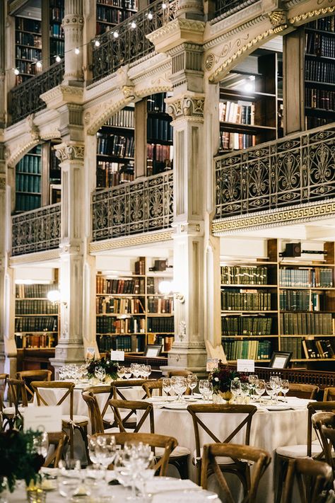 Philadelphia Library Wedding, Peabody Library Wedding, George Peabody Library Wedding, Dark Academia Wedding, George Peabody Library, Peabody Library, Book Themed Wedding, Dream Library, Library Wedding