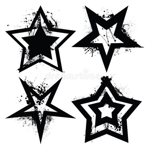 Grunge Star, Black And White Grunge, Rose Stencil, White Grunge, Star Clipart, Star Tattoo Designs, Trash Polka Tattoo, Black And White Stars, Heart Tattoo Designs