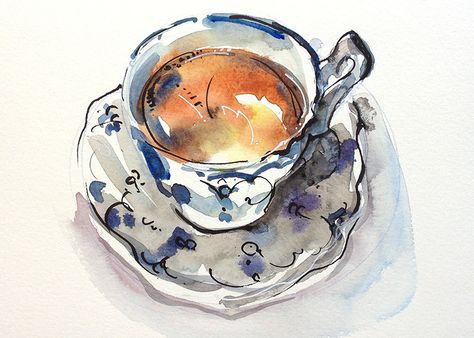 Christmas day, 2015. Chai. | Flickr - Photo Sharing! Watercolor Teacup, Tea Cup Drawing, Tea Cup Art, Watercolor Still Life, Cup Art, Tea Art, Watercolor Sketch, Urban Sketching, Watercolor Ideas