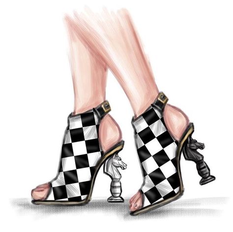 Chess heels Heels Drawing, Shamekh Bluwi, Fashion Illustration Shoes, Shoe Sketches, Fashion Drawing Sketches, Shoes Illustration, Shoe Design Sketches, Shoes Drawing, Fashion Illustration Sketches