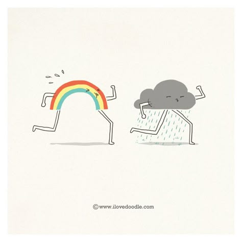 Rainbow after the rain Happy Drawings, Rainbow After The Rain, Logo Elements, Cute Puns, Love Doodles, After The Rain, Funny Illustration, Funny Doodles, Happy Drawing