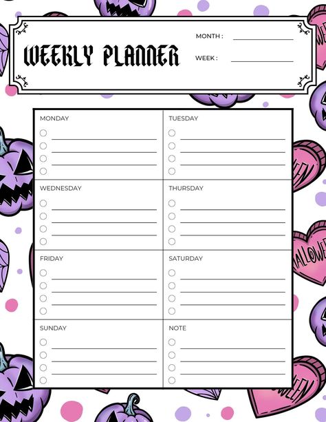 Digital download l weekly planner l spooky planner l witchy planner l weekly digital download planner | Printable Planner by  Calvin Elliott Spooky Journal, Trackers Printable, Witchy Planner, Good Notes Templates, Pastel Pumpkins, Planner Calendar Printables, List Journal, Notes Templates, Weekly Planner Free Printable