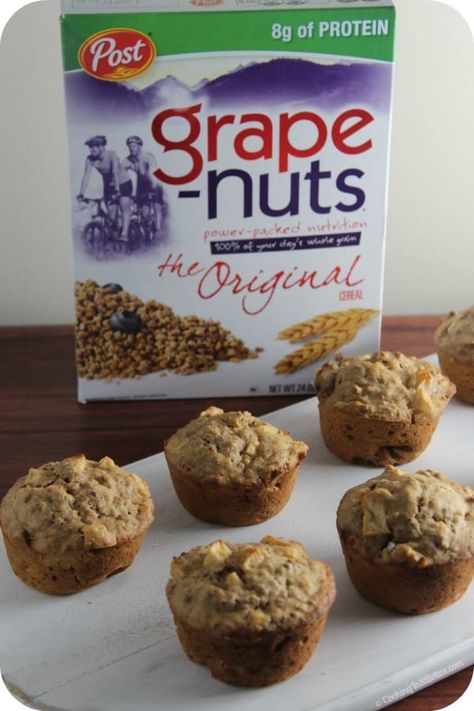 Spiced Apple Breakfast Muffins Made Healthy With Grape-Nuts #PMedia #PostWalgreens #Ad ~ https://cookinginstilettos.com Grapenuts Cereal Recipes, Grape Nuts Recipes, Apple Breakfast Muffins, Cereal Muffins, Breakfast Casserole Muffins, Grape Nuts Cereal, Natural Breakfast, Bread Brands, Breakfast Baking