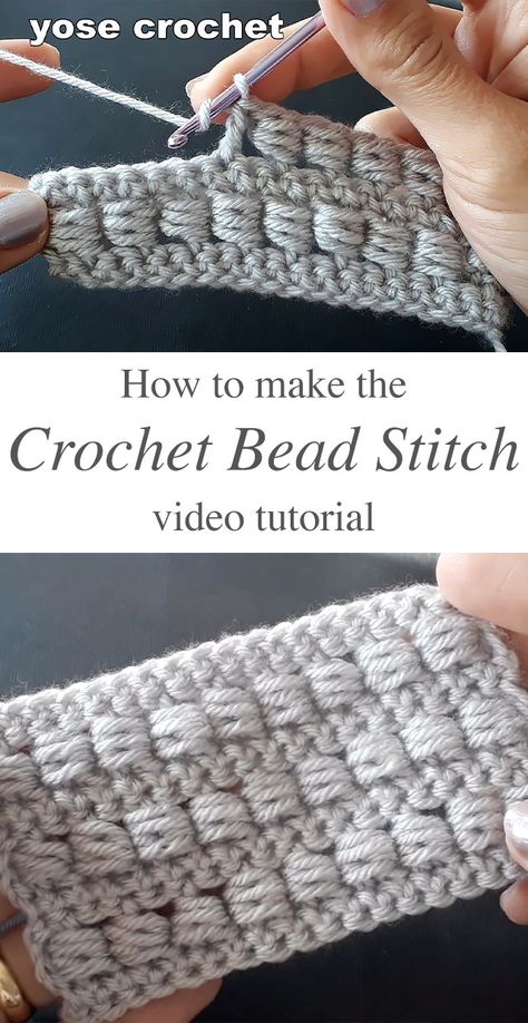 Crochet Bead Stitch, Bead Stitch, Easy Knitting Projects, Stitch Crochet, Handbag Pattern, Crochet Clothes Patterns, 자수 디자인, Bead Stitching, Crochet Stitches Tutorial