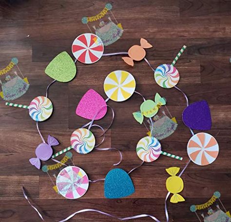 Creepy Candyland, Candy Land Crafts, Candy Party Decorations Diy, Candyland Decorations Diy, Candyland Garland, Candy Party Decorations, Candy Land Birthday Party Ideas, Diy Candyland Decorations, Candy Garland