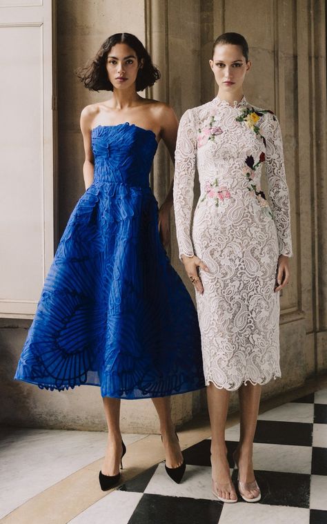 Pre Fall 2023, Strapless Cocktail Dress, Embroidered Midi Dress, Strapless Midi Dress, Applique Dress, 2023 Collection, Monique Lhuillier, Fall 2023, Club Dresses