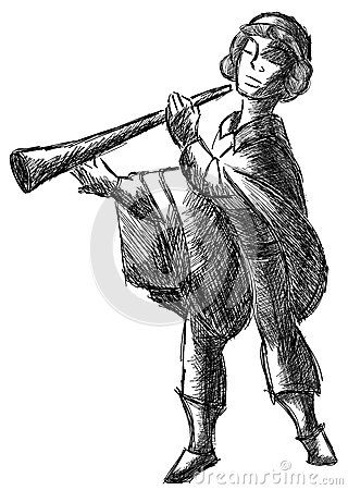 Image representing a stylized man with trumpet. an idea that can be used as logos or other projects Social Media Sizes, Sketches Of People, Woman Walking, Old Woman, Crochet Baby Dress, Woman Drawing, Vector Drawing, Illustration Sketches, Old Man