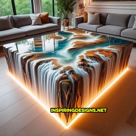 These Wood and Epoxy Waterfall Coffee Tables Will Make a Splash in Your Home Decor Seni Resin, Resin Furniture, House Furniture Design, Home Inspo, Furniture Renovation, Resin Table, Design Your Dream House, Spacious Living Room, Cool House Designs