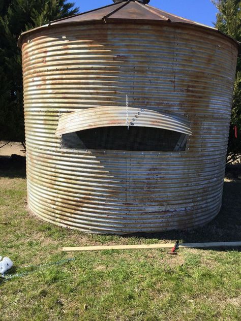 Silo Chicken Coop Hen House, Silo Chicken Coop, Grain Bin Chicken Coop, Chicken Coop Backyard, Farm Facts, Grain Bins, Bin Shed, Gazebo With Fire Pit, Rustic Outdoor Kitchens