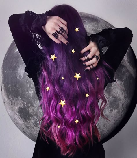 Out of this world purple color melt on @rightmew - try our Plum Purple + Smokey Purple for a similar look! #lunartides #purplehair #ombre Purple Hair Bride, Hair With Purple Streaks, Oil Spill Hair, Witch Hairstyles, Appearance Goals, Witch Hair, Purple Ombre Hair, Color Melt, Galaxy Hair