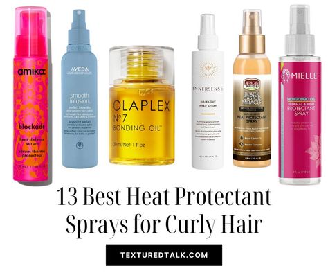 Best Heat Protectants for Curly Hair – 13 Amazing Options!  #heatprotectants #heatprotectantsforcurlyhair Best Hair Heat Protector Products, Best Heat Protector For Hair, Heat Protectant Spray For Curly Hair, Curly Hair Heat Protectant, Best Heat Protectant For Hair, Best Heat Protectant Spray, Love Your Curls, Heat Spray, Natural Hair Blowout