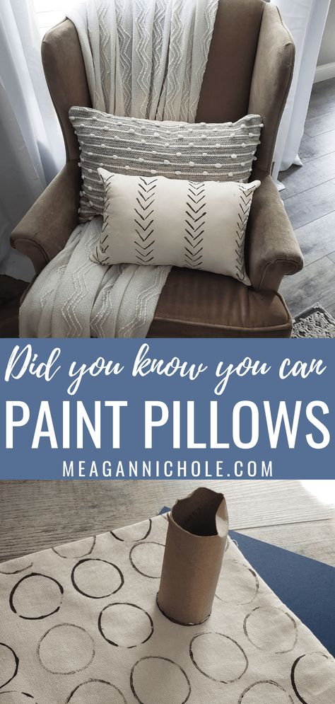 How to Paint Pillows (It's Easy!) - Painting Throw Pillows Diy, Easy Decorative Pillow Covers, Throw Pillow Covers Diy How To Make, Drop Cloth Throw Pillows, Drop Cloth Pillows Diy, Canvas Pillow Covers Diy, Pillow Covers Diy Ideas, Diy Pillow Case Design, Paint Pillow Cover Diy