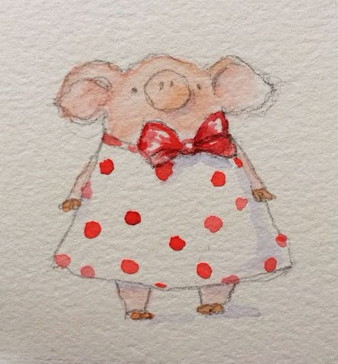 Pig Drawing, Pig Illustration, Pig Stuff, Happy Painting, Pig Art, This Little Piggy, 수채화 그림, Happy Paintings, Watercolor Ideas