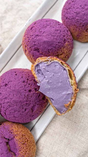 Ube Dessert Recipe, Ube Dessert, Choux Cream, Ube Recipes, Recipe Dessert, Choux Pastry, Baking Recipe, Custard Filling, Pastry Cream