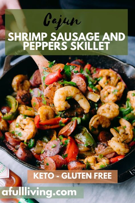 Sausage And Peppers Skillet, Sausage And Shrimp Recipes, Andouille Sausage Recipes, Sandwich Cream, Sausage Peppers And Onions, Pepper Sandwich, Homemade Cajun Seasoning, Kielbasa Recipes, Shrimp Sausage